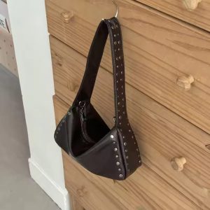 Punk Style Rivet Leather Women’s Shoulder Bag – Large Capacity Casual Handbag