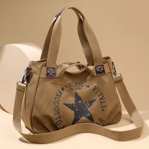 Women's Casual Printed Large-Capacity Shoulder Bag – Canvas Crossbody Satchel with Multi-Pocket Design