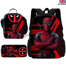 Deadpool Super Heroes Kids School Set – Backpack, Lunch Bag & Pencil Case for Boys & Girls