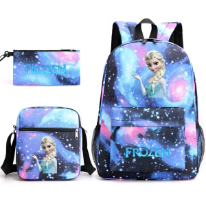 MINISO 3pcs Cartoon Frozen Backpack Set – Lightweight School & Travel Bag for Kids and Teens
