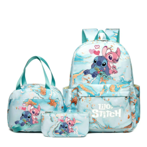 3-Piece Disney Lilo & Stitch Backpack Set – Colorful School Bag with Lunch Bag and Pencil Case