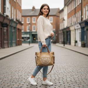 BEIFANYA Canvas Women’s Tote Bag – Large Capacity Letter Design Shoulder & Crossbody Bag