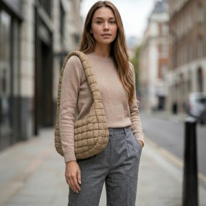 Quilted Cloud Crossbody Bag for Women – Padded Ruched Designer Tote & Shoulder Bag