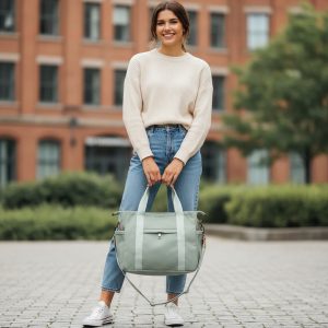 Women’s Casual Canvas Crossbody Tote Bag – Multi-Pocket Shoulder Handbag for Everyday Use